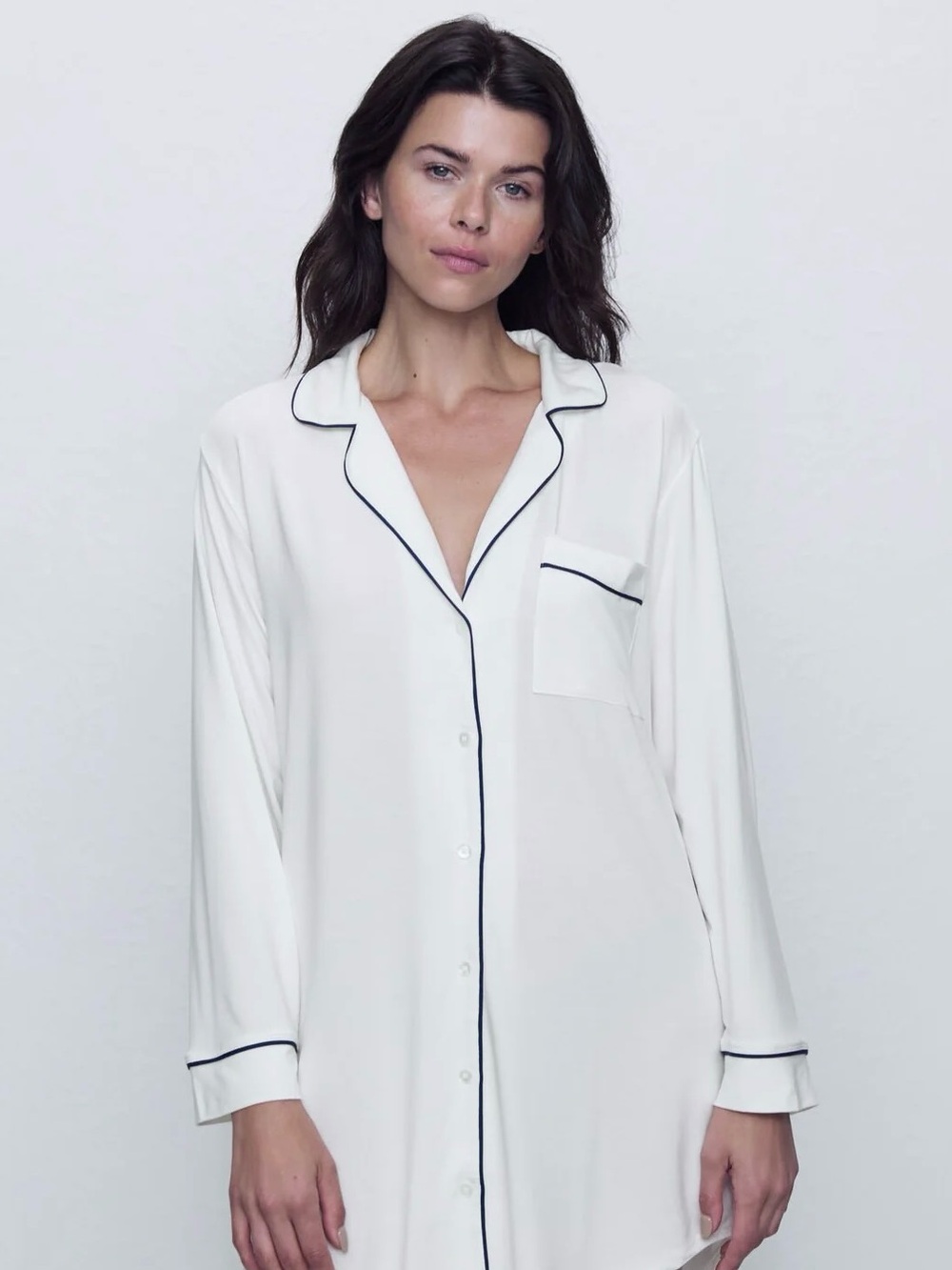 Petite Plume Long Sleeve Nightgown White